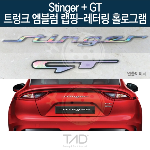 TaD 스팅어+GT 순정 트렁크엠블럼 랩핑 레터링홀로그램/CK 스티커 스킨 데칼